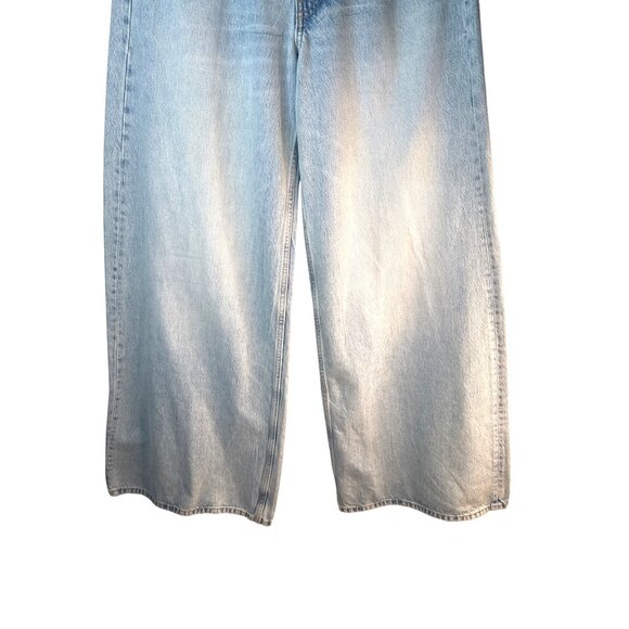 ZARA Womens Size 6 Light Wash Wide Leg Jeans Distressed Hem Denim Casual - Picture 5 of 14
